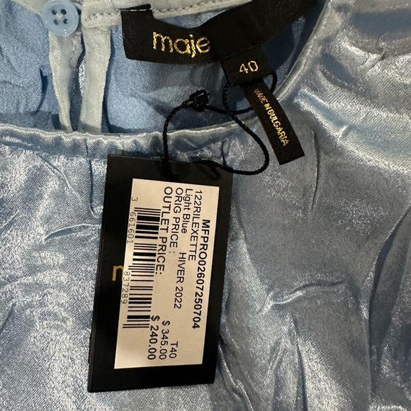 Maje Elegant Blue Satin Dress size 8 - Picture 4 of 4